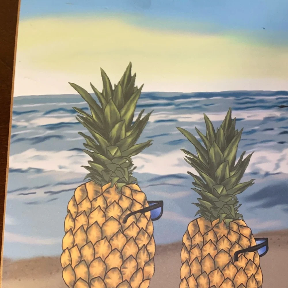 Original art signed by artist sexy pineapples in shades on beach one of a kind - Picture 2 of 3